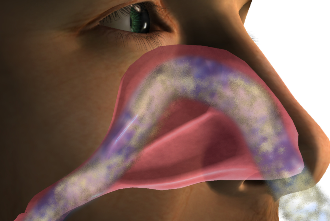 man breathing through nose